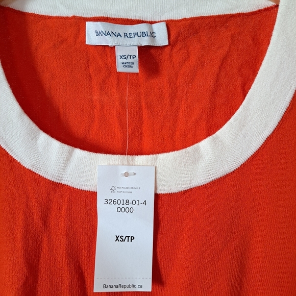 Banana Republic | Orange & white crew neck woman's t shirt - Picture 7 of 13